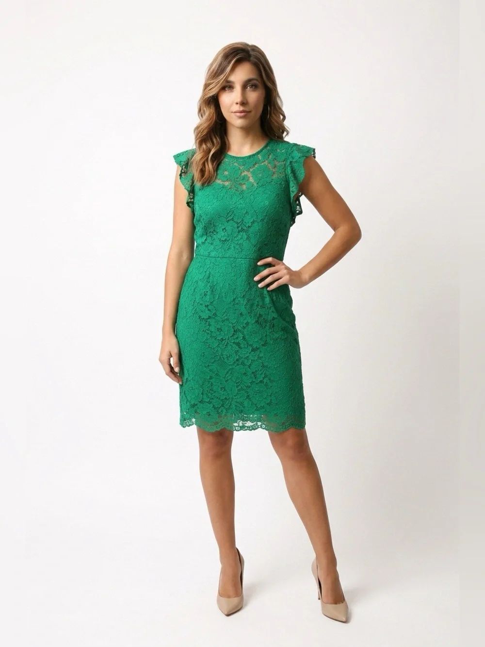 Lauren Ralph Lauren Emerald Green Lace Sheath Dress